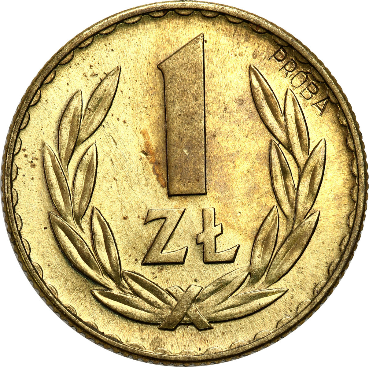 PRÓBA mosiądz 1 złoty 1949 - NAKŁAD 100 sztuk